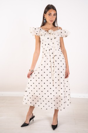 madrid polka dot dress with flower polka dot dress with flower Madrid dress with flower