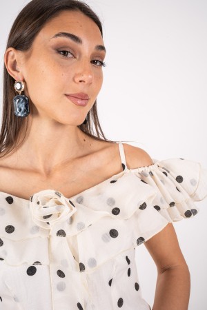 madrid Tupfenkleid mit Blume Tupfenkleid mit Blume Madrid Kleid mit Blume