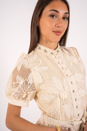 vienna dress in lace with pearl collar and rhinestone Vienna dress in lace with collar in pearls and rhinestone dress Vienna in 