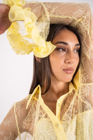 chemise à l'aube en dentelle à volants Dentelle Dawn Shirt avec Chemise à l'aube en dentelle à volants avec des volants