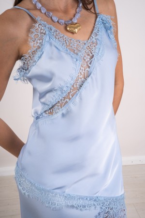 top sin mangas de ágata satinado con inserción de encaje Acata Top Top con inserción de encaje Agata Tank Top con inserto en ...