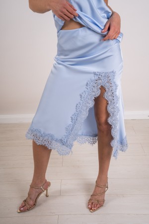 satin-Achat-Rock mit Spitzeneinsätzen und Satin-Achat-Rock-Schlitz mit Spitzeneinsätzen und Slit-Satin-Achat-Rock mit ...