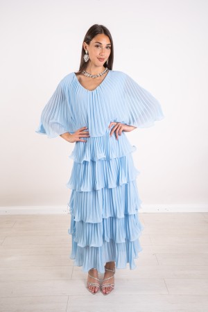 abito lungo valentina plissettato con balze  abito lungo valentina plissettato con balze  abito lungo valentina plissettato c...