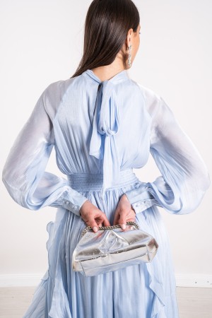 abito lungo celeste scollo a v in tencel  abito lungo celeste scollo a v in tencel  abito lungo celeste scollo a v in tencel