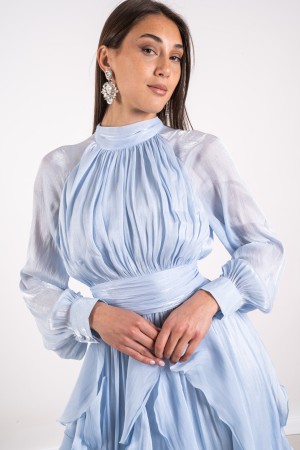 vestido celestial de cuello en V en Tencel Vestido en V celestielo en Tencel Vestido celestial en V en Tencel