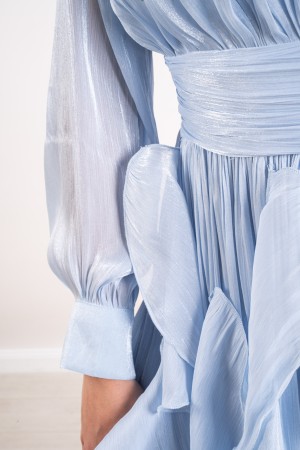 abito lungo celeste scollo a v in tencel  abito lungo celeste scollo a v in tencel  abito lungo celeste scollo a v in tencel