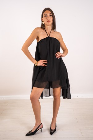 vestido asimétrico con cuello con cordón de vestido asimétrico con cuello con cordones, vestido asimétrico, con encaje ...