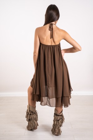 vestido asimétrico con cuello con cordón de vestido asimétrico con cuello con cordones, vestido asimétrico, con encaje ...