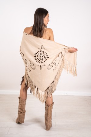 cloak Holly in Ecocamoscus with fringes cloak Holly in Ecocamoscus with fringes cloak Holly in Ecocamoscus with fringes