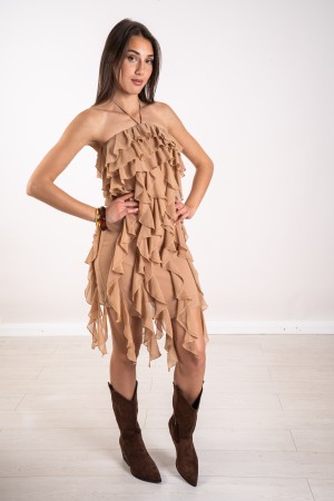 katia Kleid mit Wellen und Nackenspitze Katia Kleid mit Wellen und Nackenspitze Katia Kleid mit Wellen und Spitzenhals