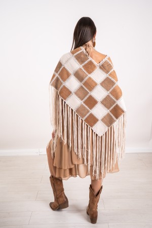 poncho Miriana Patchwork avec frange Poncho Miriana Patchwork avec frange Poncho Miriana Patchwork avec frange