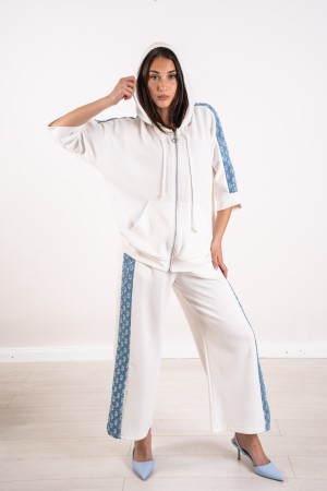 sweat-shirt MAIA coordonné et pantalon avec inserts en denim et paillettes 