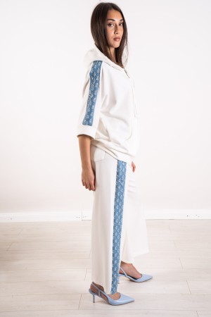 coordinated Maia Sweatshirt and Trousers with Denim Inserts and Sequins 