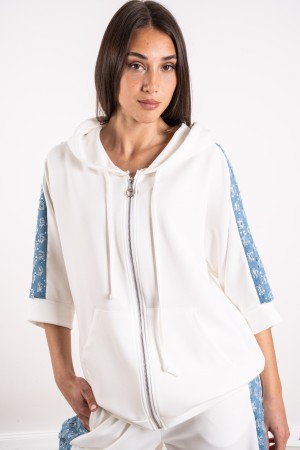 coordinated Maia Sweatshirt and Trousers with Denim Inserts and Sequins 