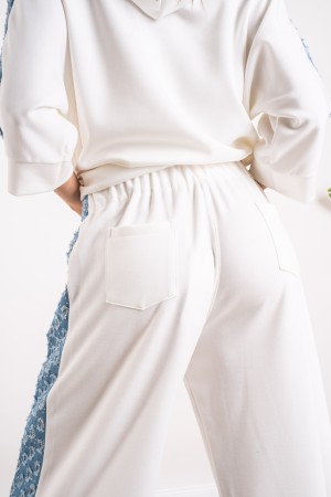 koordiniertes Maia-Sweatshirt und Hosen mit Denim-Einsätzen und Pailletten 