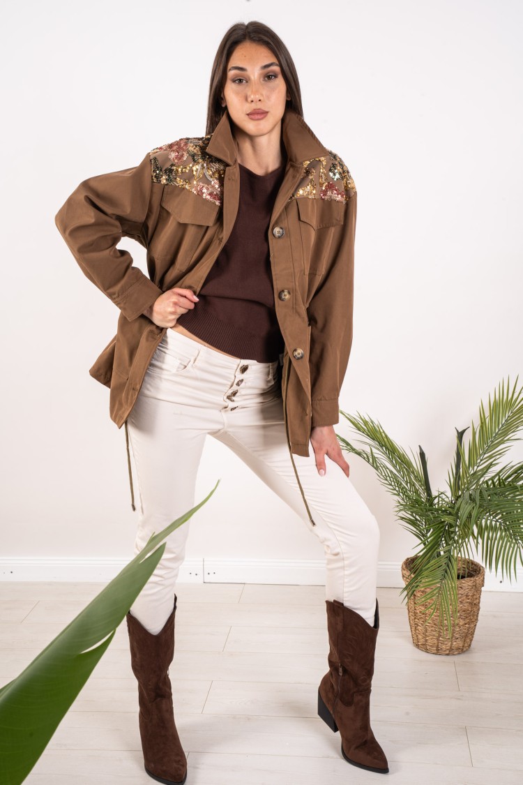 valeria jacket with sequins and drawstring Valeria jacket with sequins and drawstring valeria jacket with sequins and drawstring