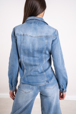 camicia sole in denim con strass  camicia sole in denim con strass  camicia sole in denim con strass