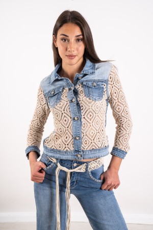 giacca west in pizzo e denim  giacca west in pizzo e denim  giacca west in pizzo e denim