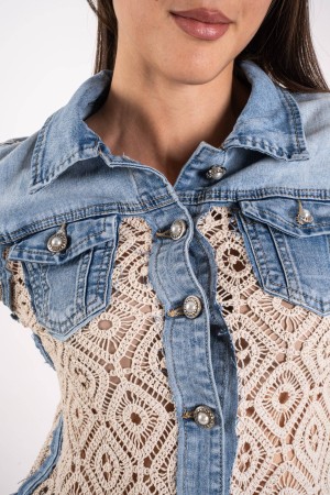 giacca west in pizzo e denim  giacca west in pizzo e denim  giacca west in pizzo e denim