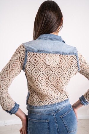 giacca west in pizzo e denim  giacca west in pizzo e denim  giacca west in pizzo e denim