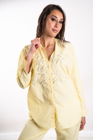 sommer gestreiftes Hemd mit Pearl-Hemd Rigata mit Perlen-Hemd Sommer Rigata mit Perlen