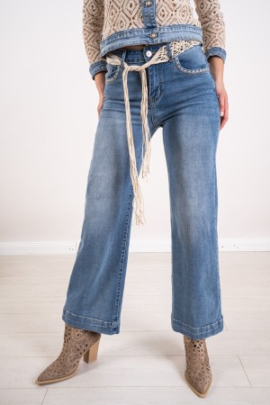 west jeans with bistage in macrame west jeans with bounda macrame west jeans with macrame