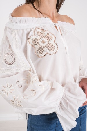 blouse London avec broderie et paillettes Blouse London avec broderie et paillettes Blouse London avec broderie et paillettes