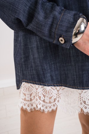 denim Caterina Shirt robe de chemise avec dentelle Denim Caterina chemise robe de chemise avec la dentelle Caterina chemise robe