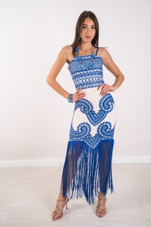 embroidered Tokyo Dress with Fringe Embroidered Toky Dress With Fringed Embroidered Toky Dress With Fringe