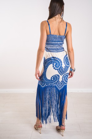 embroidered Tokyo Dress with Fringe Embroidered Toky Dress With Fringed Embroidered Toky Dress With Fringe