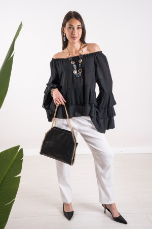 blusa de menta con blusa de menta de lavabos con blusa de menta de volante con flotes