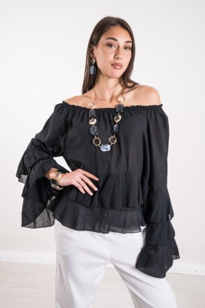 blusa de menta con blusa de menta de lavabos con blusa de menta de volante con flotes