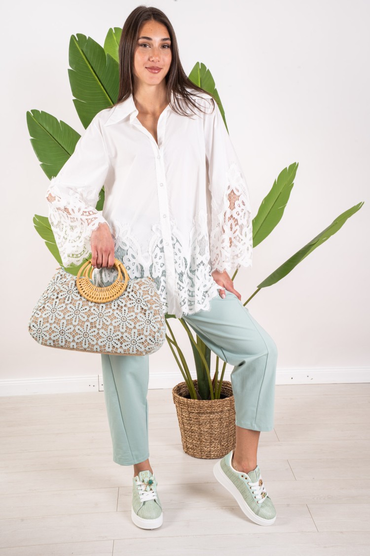 camicia alberta con inserto in pizzo  camicia alberta con inserto in pizzo  camicia alberta con inserto in pizzo