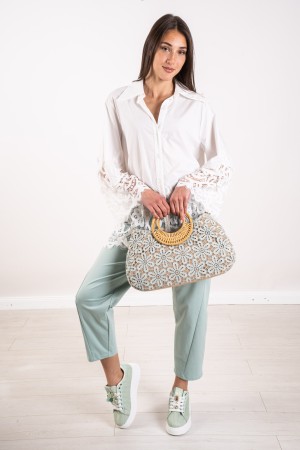 camicia alberta con inserto in pizzo  camicia alberta con inserto in pizzo  camicia alberta con inserto in pizzo