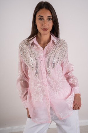 angela-Shirt mit Pailletten Angela-Shirt mit Pailletten Angela-Hemd mit Pailletten
