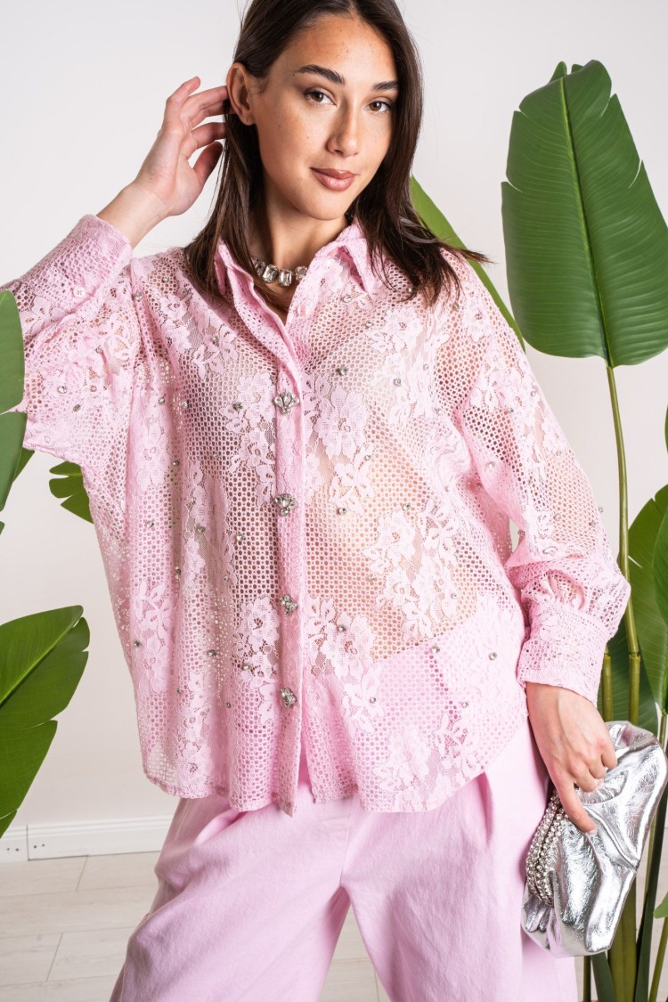 chemise en dentelle Carla avec strass Dentelle Chemise Carla avec strass Dentelle Carla Shirt avec strass