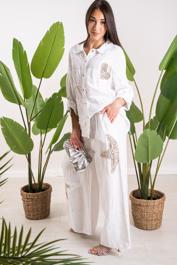 ischia Shirt in Leinen mit Pailletten Ischia Shirt in Leinen mit Pailletten Ischia Shirt in Leinen mit Pailletten