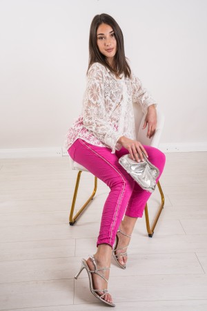 miriam Lace Shirt mit Strass Miriam-Hemd in der Spitze mit Strass Miriam-Hemd in der Spitze mit Strasssteinen