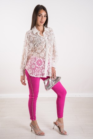 camisa de encaje de Miriam con Rhinestone Miriam Camisa en Lace con Rhinestone Miriam Camisa en Cordillo con Rhinestones