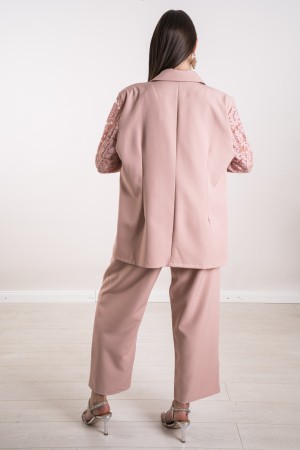 coordinated Oxford Curvy Jacket and Trousers with Lace Sleeves Coordinated Oxford Curvy Jacket and Trousers With Pi Sleeves ...