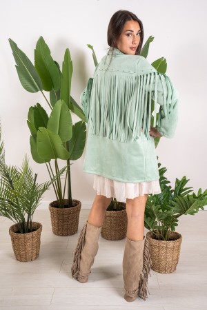 veste d'Amérique à Ecocamoscis avec veste frangée America à Ecocamoscus avec veste frangée Amérique en écocamoscus avec franges