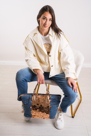 cremejacke mit Knöpfen Goldjacke Creme mit Goldknöpfe Sahnejacke mit Goldknöpfen