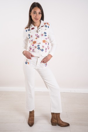 denim Blumenjacke mit Stickerei Multicolor Denim Blumenjacke mit Multicolor Stickerei Denim Blumenjacke mit Schlammstickerei.