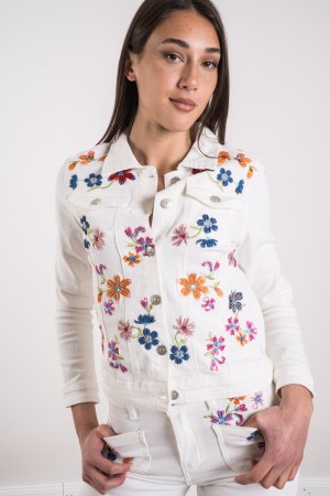 denim Blumenjacke mit Stickerei Multicolor Denim Blumenjacke mit Multicolor Stickerei Denim Blumenjacke mit Schlammstickerei.