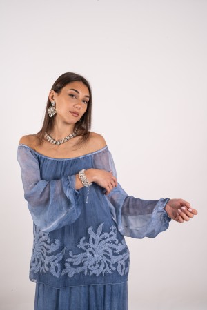 robe de soie Monica avec broderie et paillettes Silk Monica Robe avec broderie et paillettes Robe de Silk Monica avec broderie e