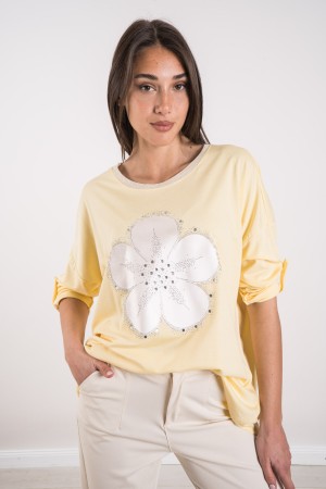 maglia fiore con strass maglia fiore con strass maglia fiore con strass