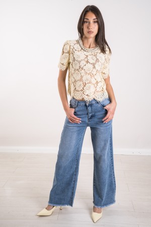 pearl Pearl Jersey with Pearl Neck Pearl Knit Lace Pearl Round Pearl Round Pearl Knitted Lace with Ride ...