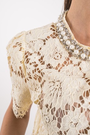 pearl Pearl Jersey con perla perla perla perla perla perla ronda perla de perla de punto de punto con ...