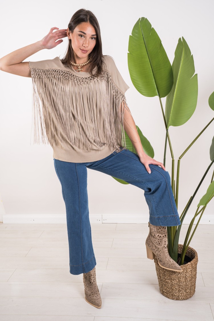 tiffani Jersey con camiseta Tiffani Fringe con fans Jersey con Fringes