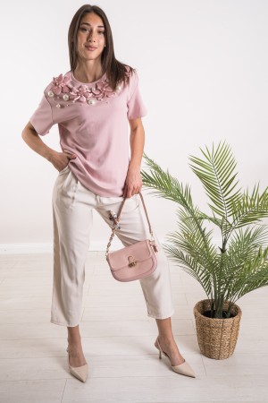 susanna Jersey mit Blume und Perlen Susanna mit Blumen und Perlen Susanna Mesh mit Blumen und Perlen